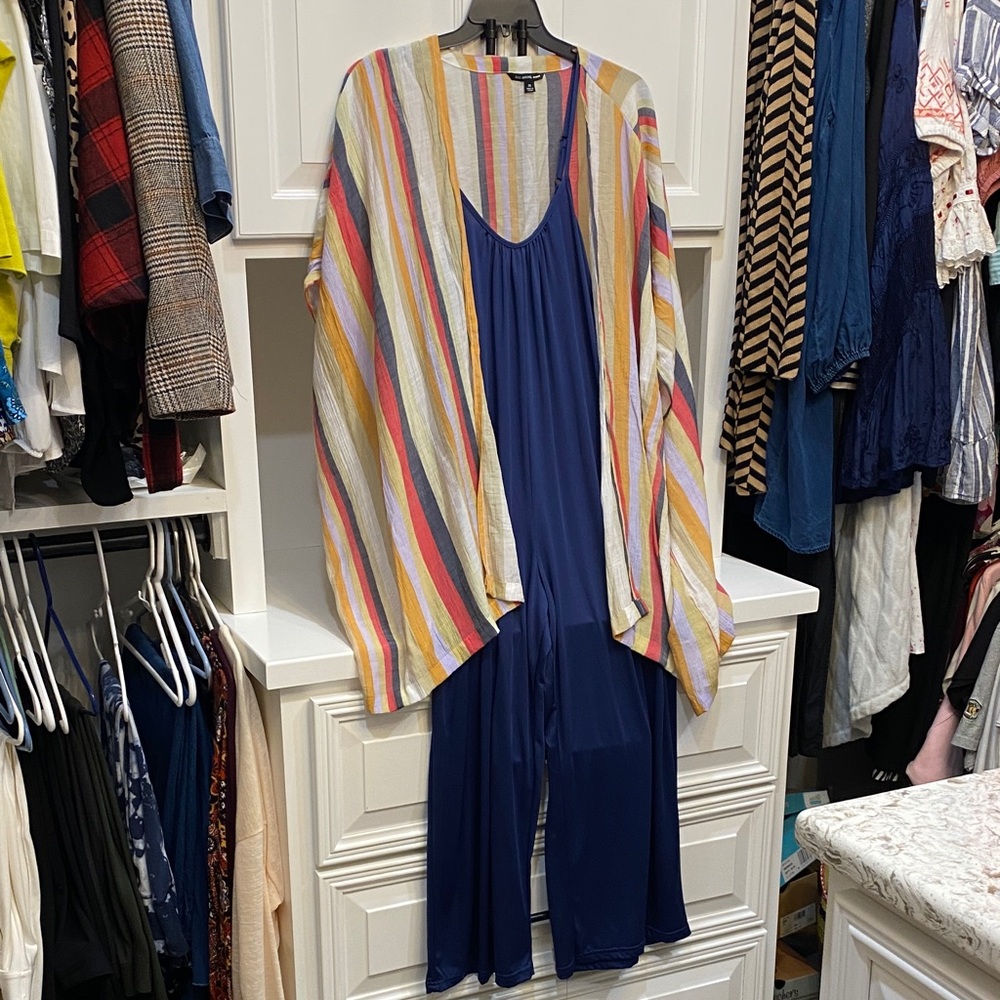 Zac & Rachel Striped Cardigan in Yellow and Gray (set) with jumper